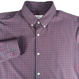 Mizzen+Main Mens XL Button Down Red Navy Leeward Performance Trim Fit Check